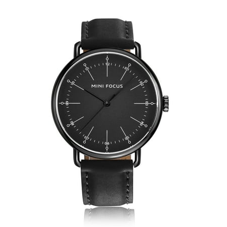 Mens Quartz Watch Black Hands Leather Strap Simple Dial Design Business for Friends Lovers Best Holiday Gift (Best Business Casual Stores)