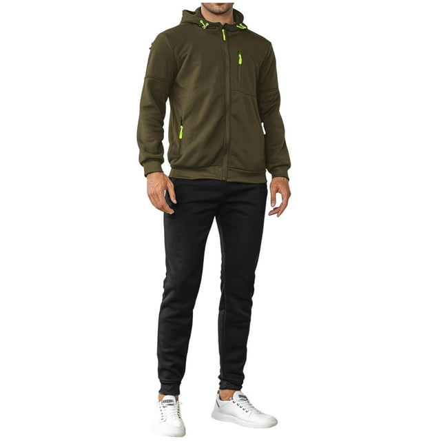Ohufall Men's Tracksuits Set 2 Piece Athletic Full Zip Hooded Track Suits Workout Jogging Sweatsuit Sets for Men
