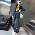 thumbnail image 3 of Jean for Girls Star Jeans Straight Leg Jeans Wide Leg Jeans Girls High Waist Girls Baggy Pants with Pockets 6-7 Years Girl Clothes, 3 of 8