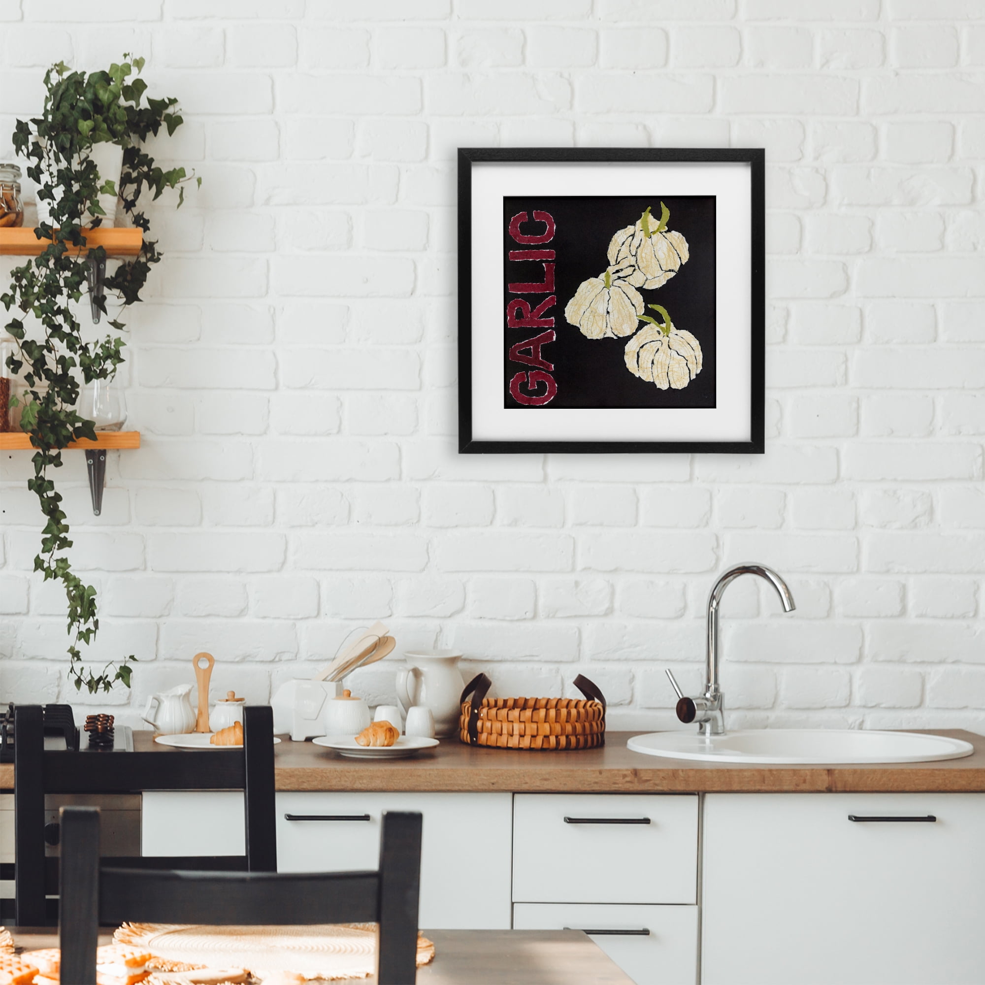 Stupell Industries Garlic Garden Vegetable Black Framed Print Under Glass, design by Nancy Overton