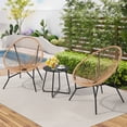 thumbnail image 3 of Dovov 3 Piece Patio Acapulco Furniture Bistro Set, Outdoor Bistro Set Acapulco Chairs All-Weather Rattan Wicker Chairs with Plastic Rope and Coffee Table, Beige, 3 of 11