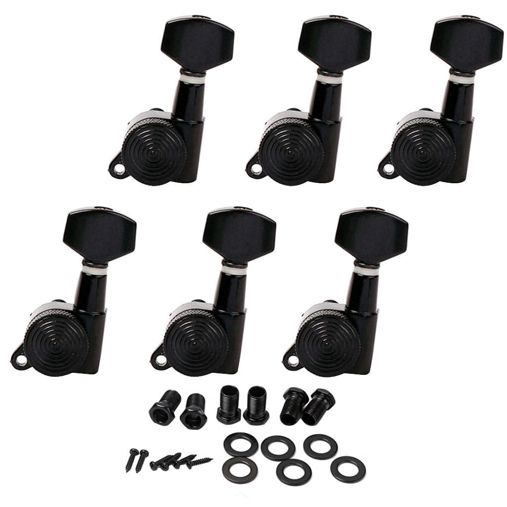 LeeQinersw 1 Set 6L Closed Electric Guitars Tuning Pegs Tuners Left Black Luthier Supply