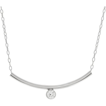 Brinley Co. Women's CZ Sterling Silver Curved Bar Chain Fashion Necklace