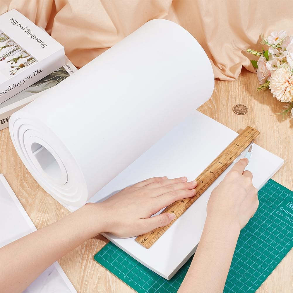 78.78 Inch White EVA Foam Roll 11.8 Inch Wide Cosplay EVA Foam Sheet High Density