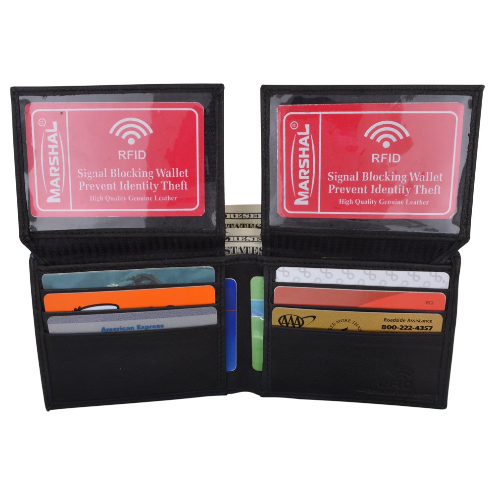 Marshal Wallet Men's Leather RFID Blocking Double Flap Up ID Windows