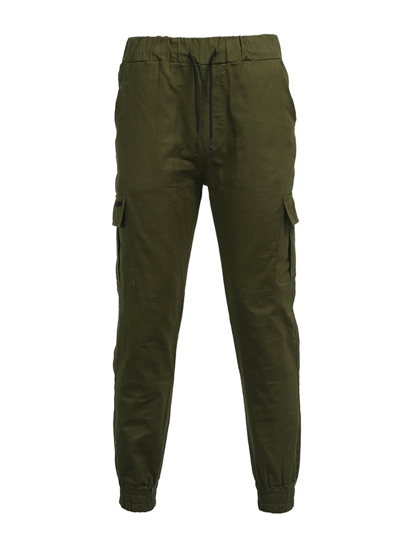 Men Elastic Waist Ankle-Tied Cargo Pants - Walmart.com