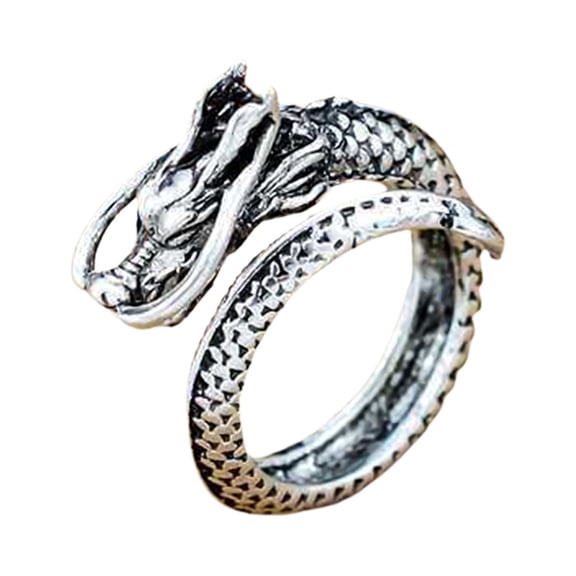 Grofry Vintage Open Engraving Men Dragon Shape Domineering Ring Jewelry Accessory for Daily Life