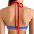 thumbnail image 4 of Women's Bikini Swimsuits, Plaid Strapless Cup Tie Side Two Piece Bikini Summer Swimwear Blue L, 4 of 6