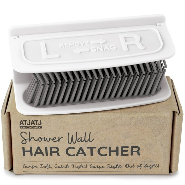 Recogedor de pelo para ducha ATJATJ de pared blanco con cerdas de silicona