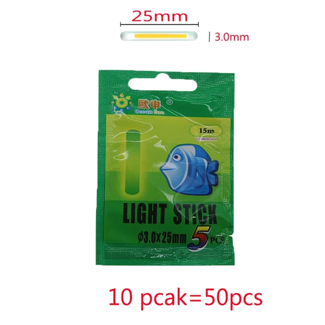 25/50 PCS Fishing Float Light Stick Fluorescent Lightstick Night Float Rod Light Dark Glow Stick Useful Lots Fishing Tackle S 50PSC