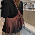 thumbnail image 4 of Sac à Bandoulière Sac à Main à Pampilles Mode Sangle Ajustable Sacoche Sac Moderne Haut Femme Brun, 4 of 8