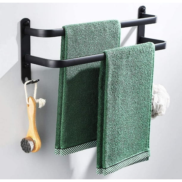 Bathroom Towel Racks Black Wall Mounted Towel Bars For Shower And Kitchen Waterproof Door Bars With Double Hook Walmart Com Walmart Com