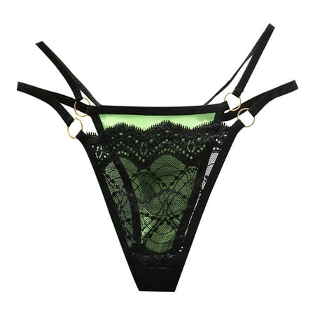 Xiaoxatg Sexy Panties for Women Womens Sexy Low Waist Satin Through Transparent Hollow Lace Thong Panties Candy Underwear for Women
