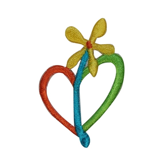 ID 3278B Heart Shape Flower Patch Spring Love Bloom Embroidered Iron On Applique