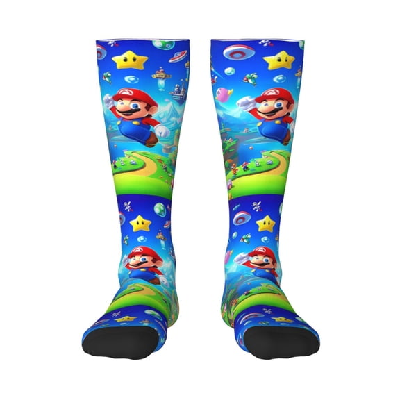 Saiise Mario Az Funny Socks Men Women Boys Kids Adults Novelty Graphic Crew Tube Socks Crazy Design Casual Dress Socks for Sports,Running,Travel