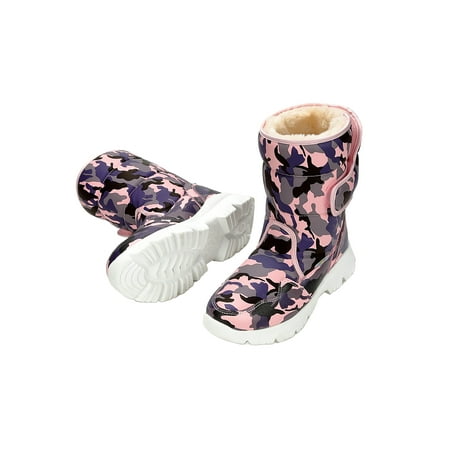 

Daeful Womens Mens Snow Boots Faux Fur Winter Boot Mid Calf Warm Shoes Breathable Non-Slip Walking Full Camouflage Pink 3Y