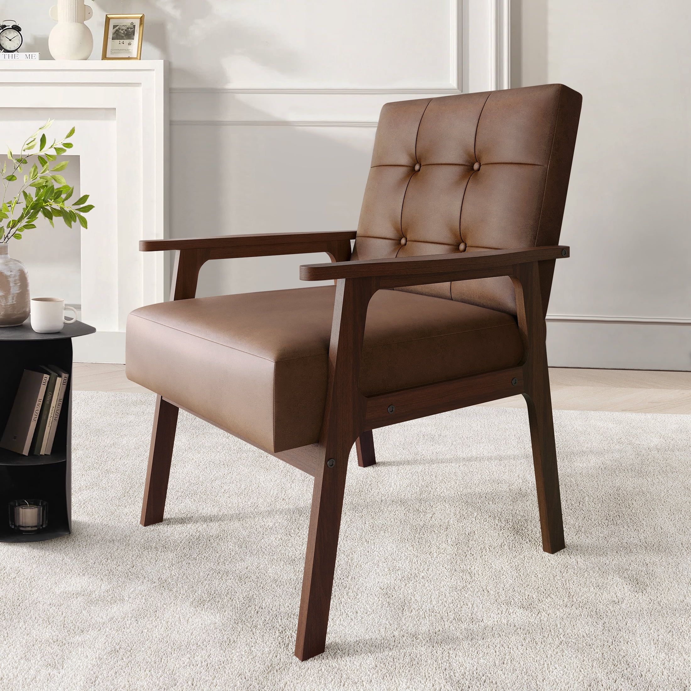 Castle Place Shabby Chic Accent Chair, Brown