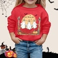 thumbnail image 2 of Krdevn Kids Vintage Hanging Ghost Pumpkin Bat Graphic Crewneck Sweatshirt Long Sleeve Casual Pullover Top for Halloween Holiday Outfit Red,6-7 Years, 2 of 4