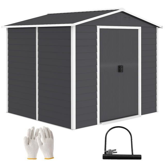Outsunny Remise de Rangement Extérieure 8 Pieds X 7 Pieds Remise de Jardin avec Serrure, Gris Foncé