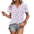 thumbnail image 5 of JTZGDY Ruffled Double Layer Short Sleeve V Neck Ruched Pleated Tunic Blouse for Women Loose Fit Boho Floral Print Dressy Casual Graphic Basic Tees Shirt Tops Purple#01 S, 5 of 8