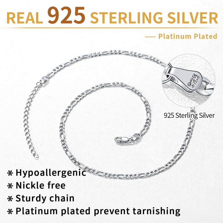 ChicSilver 925 Sterling Silver Figaro Chain Necklace, 20 Inch photo 4