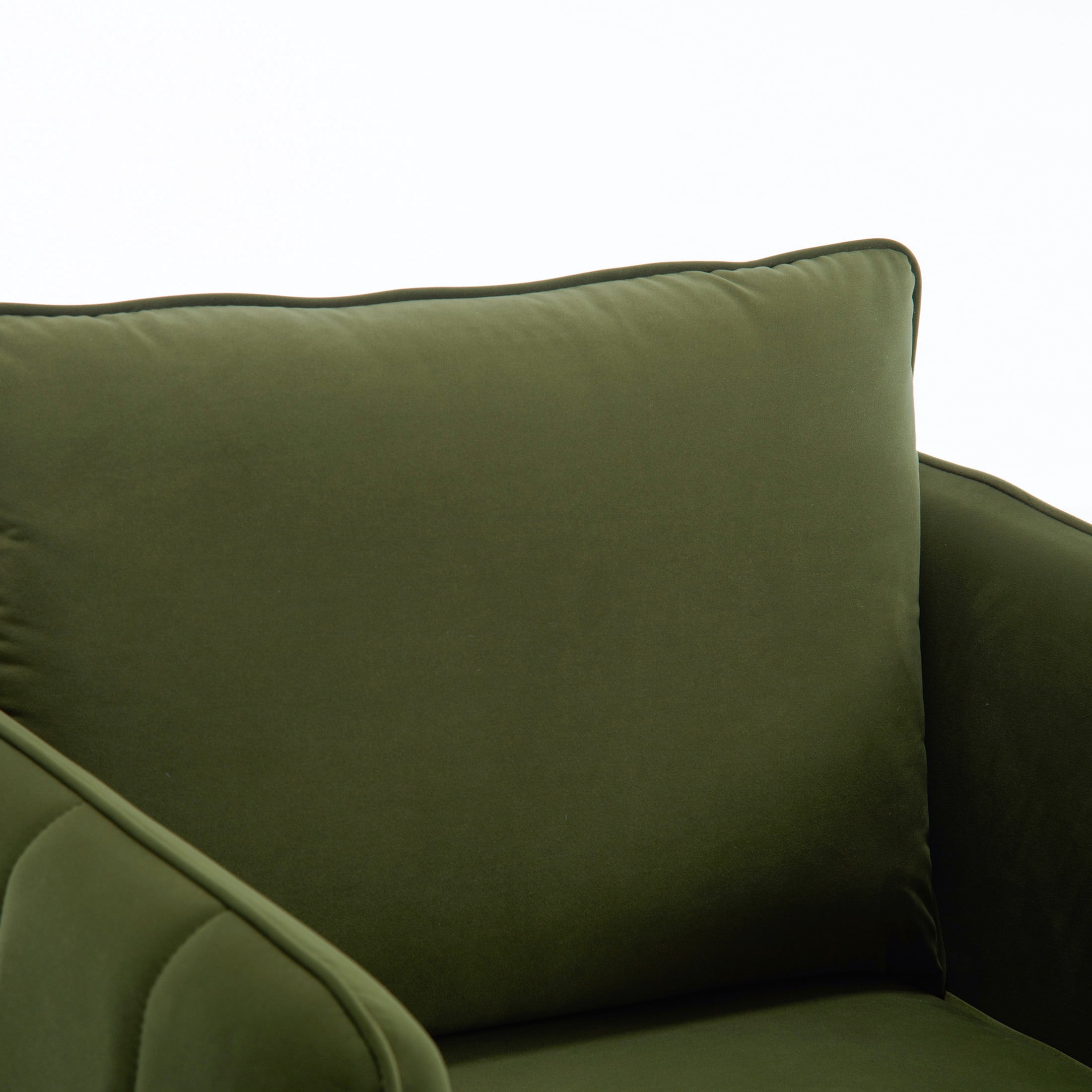 Noble House Mid-Century Modern Velvet Upholstered Accent Chair with Pillow, Metal Legs, Green