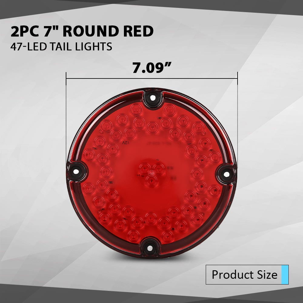 Led Pair Of 7-Round Amber - 47-LED For School Bus, Transit, &amp; Refuse Hauler Trucks Tail Lights