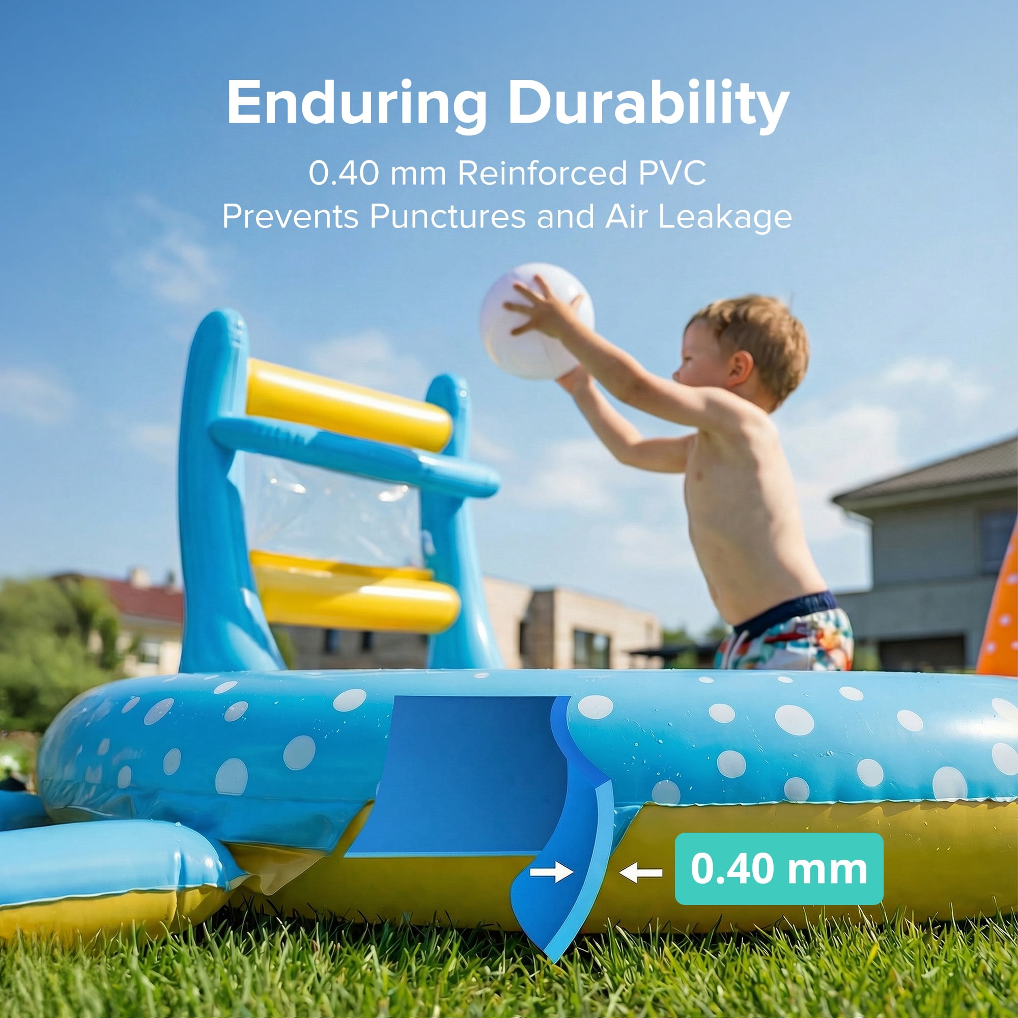 Inflatable Pool, Rectangular Swimming Pool for Toddlers, Kids, Family, Above Ground, Backyard, Outdoor