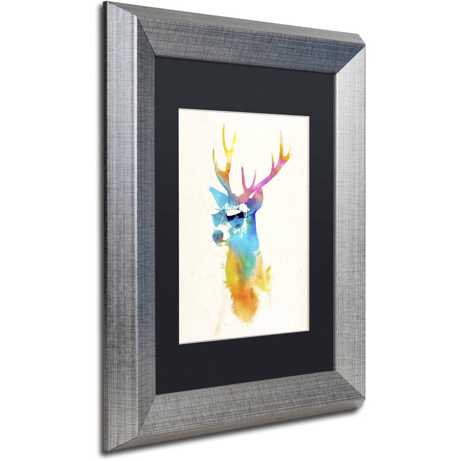 Trademark Fine Art 'Sunny Stag' Canvas Art by Robert Farkas, Black Matte, Silver Frame