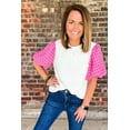 thumbnail image 6 of Redhotype Flirty Puff Sleeve Top: White Tweed, All-Day Chic!, 6 of 8