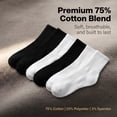 thumbnail image 3 of TRANSLINK Women Men's 6 Pack Crew Socks, 3 Black 3 White, 75% Cotton Cushioned Athletic Socks, Moisture Wicking Work Socks, 3 of 7