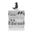 thumbnail image 6 of Wooden Cabinets, Inola Two-Door Shoe Rack Cabinet With Adjustable Shelves, Modern Storage Organizer, White, White Living Room Cabinets,Particle Board Cabinets With Doors, 6 of 8
