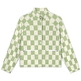 thumbnail image 4 of Jackets for Women Winter Coat Jackets Flannel Stand Collar Jacket(Sage Green Checkerboard Pattern Background,Size:S-4XL), 4 of 7