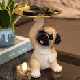 thumbnail image 4 of Bandeja De Almacenamiento De Llaves De Perro Pug Bandeja de almacenamiento de escultura de animales, modelo de perro versátil, bandeja de sujeción, adorno de mesa, 4 of 7