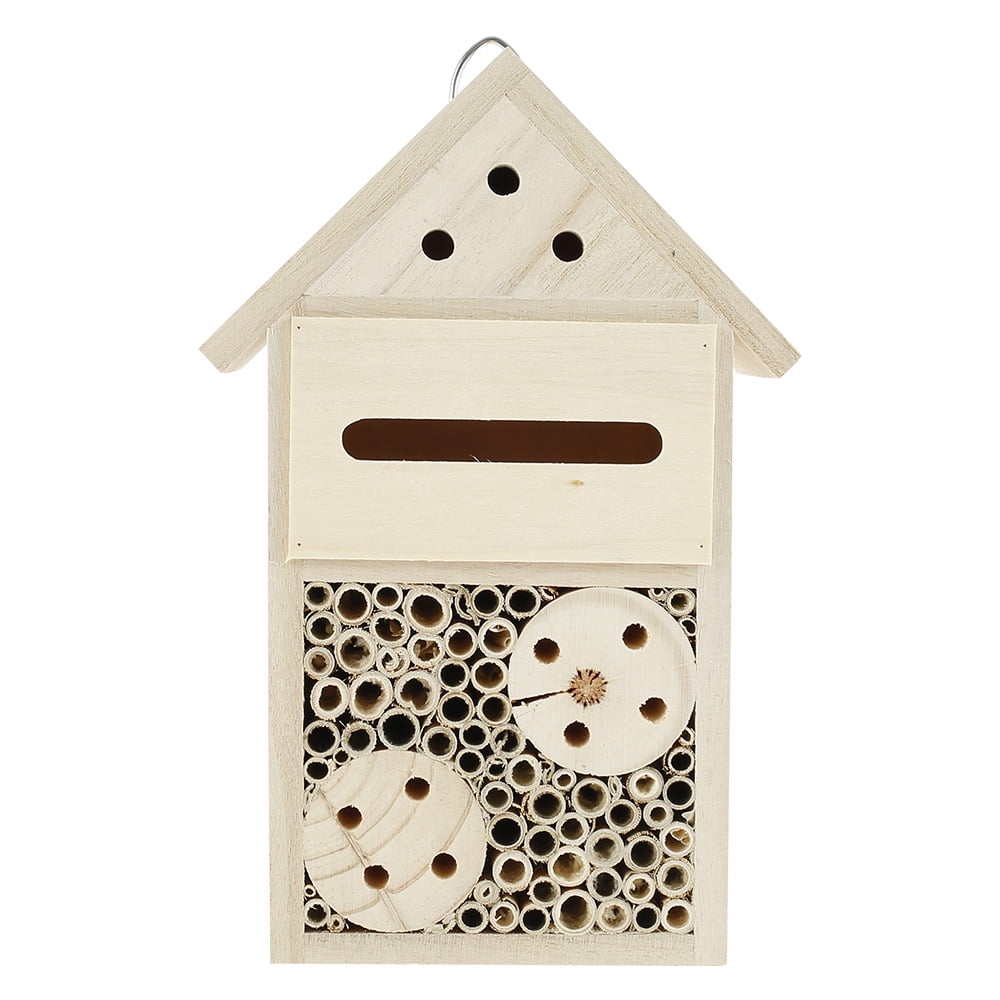 Wooden Insect Bee House Natural Wood Bug Hotel Shelter Garden Nest Box 