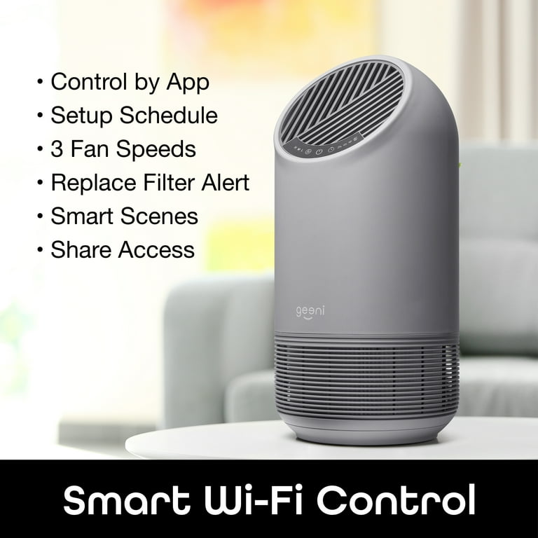 Geeni Breathe XL Smart Hub True HEPA Certified Large Room Air Purifier Easy Set Up Compatible with Alexa Google Assistant Requires 2.4 GHz Wi Fi