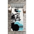 thumbnail image 3 of Ambesonne Grunge Quilted Bedspread Set 2 Pcs, Young Boy Skater Exotic, Twin Size, Black Pale Blue, 3 of 6