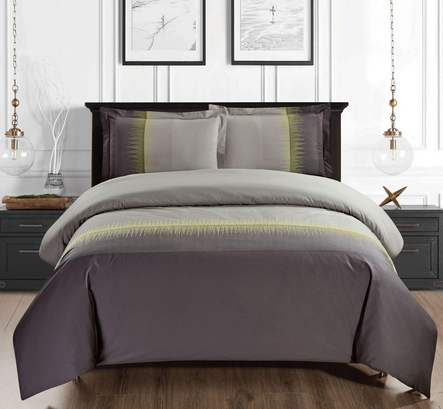 Maholi Embroidered Northern Lights Duvet Cover Set