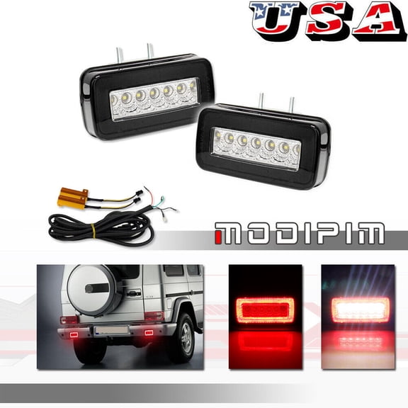LED smoked rear bumper fog reverse lights for 86-18 Mercedes W463 G500 G550 G63-