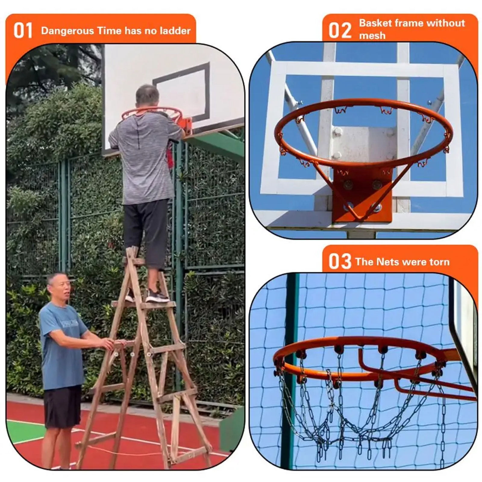 BELOWSYALER Net Replacement Basketball, PU Basketball Net Frame, Portable Outdoor Basketball Net Heavy Duty Basketball Netting Hoop