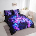 thumbnail image 2 of Erosebridal Traditional Japanese Girl 7-Piece Bedding Comforter Set,Kawaii Japanese Style King Bedding Sets For Men Women,Purple Black,Reversible, 2 of 7