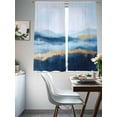 thumbnail image 3 of Navy Blue Sheer Curtains 63 Inch Length 2 Panels Set, Yellow Oil Painting Contemporary Voile Window Treatment Rod Pocket Curtains Sheers Drapes for Bedroom/Living Room/Kitchen 52x"63"x2, 3 of 7