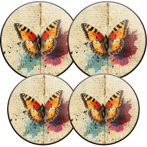 Gas Stove Burner Cover,Electric Stove Top Protector,Easy to Clean,Orange and Black Butterfly on an Old Handwritten Book