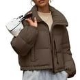 thumbnail image 5 of DAFPZW Women’s Winter Cropped Puffer Jackets Casual Quilted Baggy Long Sleeve Zip Down Coats Outerwear, 5 of 6