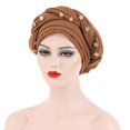 thumbnail image 2 of EnJoCho Breathable Headwraps for Women Workout Headwraps Beading Braid Hat Ruffle Cancer Wrap Sleep Caps Satin Lined Hair Bonnets, 2 of 3