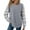 Light Gray #014, variant on Long Sleeve Tops for Women Loose Fit Dressy Waffle Knit Shirts Trendy Fall Fashion Crewneck Sweaters Curved Hem Light Gray L