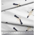 thumbnail image 3 of Soimoi White Moss Georgette Fabric Flying Stork Bird Fabric Prints By Yard 42 Inch Wide, 3 of 3