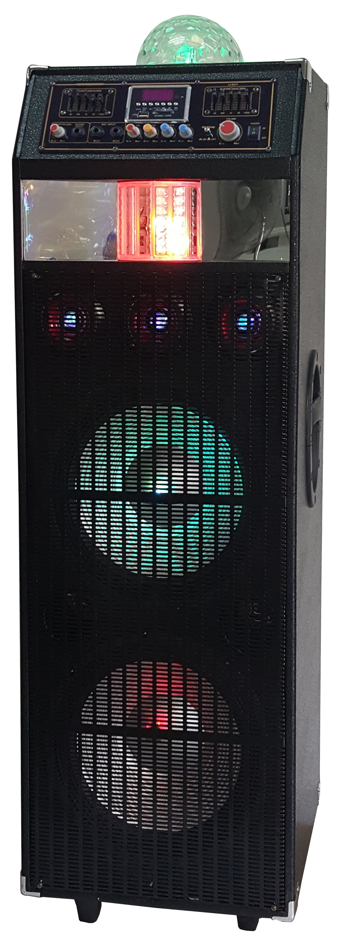 Photo 1 of QFX SBX-412216 Dual 12-in PA Speaker with Built-in Fog Machine and Disco Light ---- FACTORY SEALED