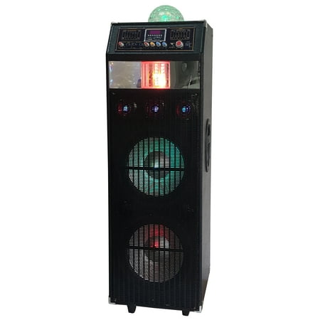 QFX SBX-412216 Dual 12-in PA Speaker with Built-in Fog Machine and Disco Light