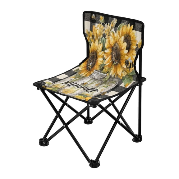 Outdoor Folding Chair 14.46x14.46x22.83 Inches, Camping Folding Chair Easy to Carry Ideal for Outdoor Picnics Camping Park Fishing Beautiful Yellow Sunflowers